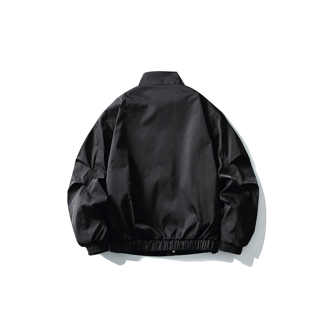 Unisex Kurz geschnittener technischer Boxy‑Bomber mit Stehkragen, Druckknopfblende und elastischen Bündchen Shop Nory