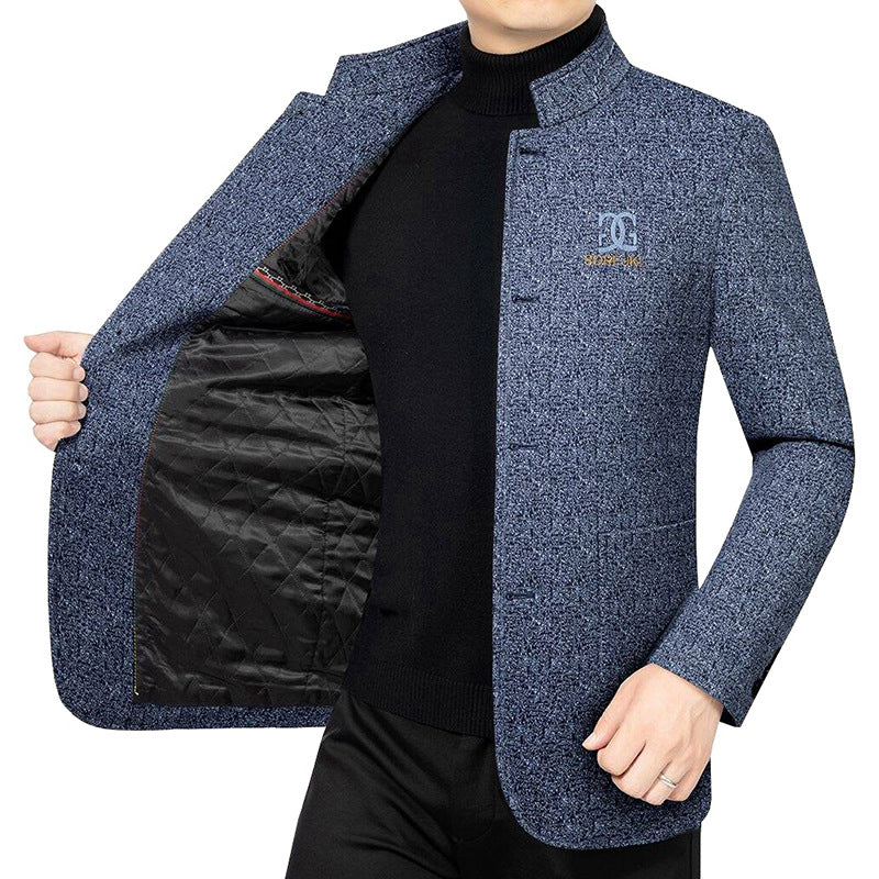 Herren Moderner Stehkragen-Blazer im Travel-Stil mit wattierter Innenfütterung Shop Nory