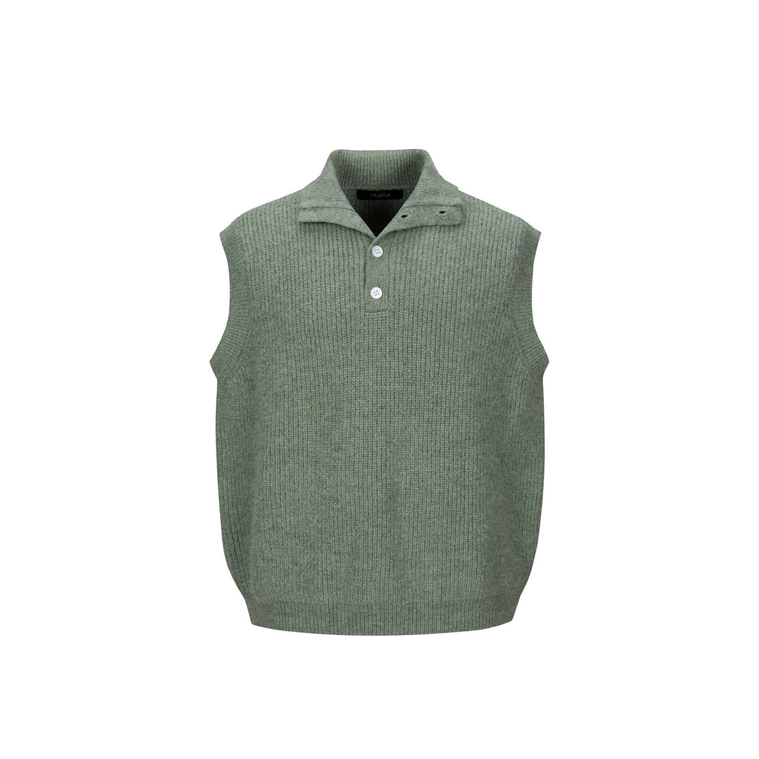 Unisex Grobgestrickte Weste mit Polokragen und Halbknopfleiste Shop Nory