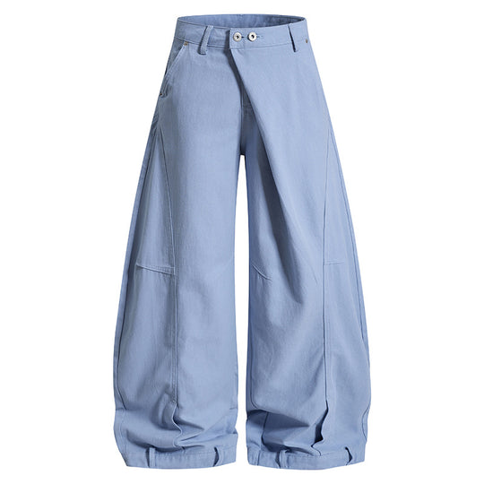 Damen Weite High‑Waist Culotte‑Cargo‑Ballonhose mit Drapierung und verstellbarem Saum Shop Nory