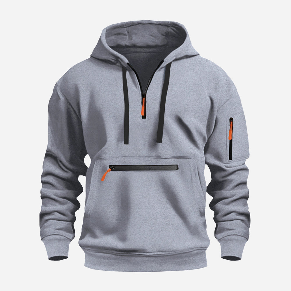 Herren Kapuzenpullover mit Halbzip, Kängurutasche und verdeckten Reißverschlüssen Shop Nory