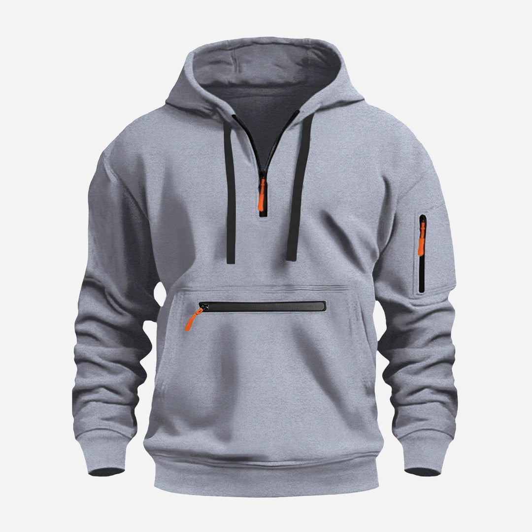 Herren Kapuzenpullover mit Halbzip, Kängurutasche und verdeckten Reißverschlüssen Shop Nory