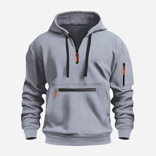 Herren Kapuzenpullover mit Halbzip, Kängurutasche und verdeckten Reißverschlüssen Shop Nory