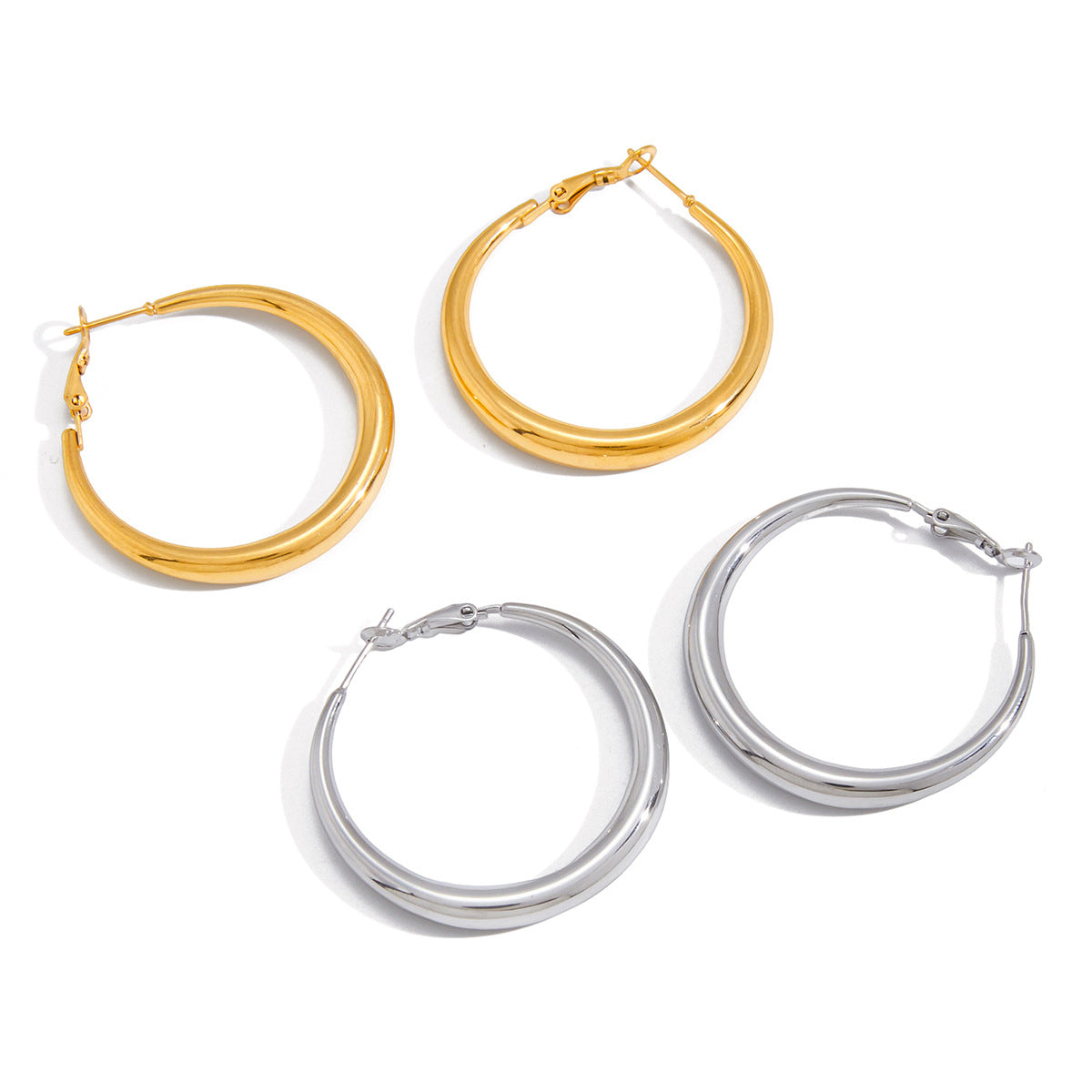 Damen Creolen Ohrringe mit modernem, hypoallergenem Design aus Edelstahl Shop Nory