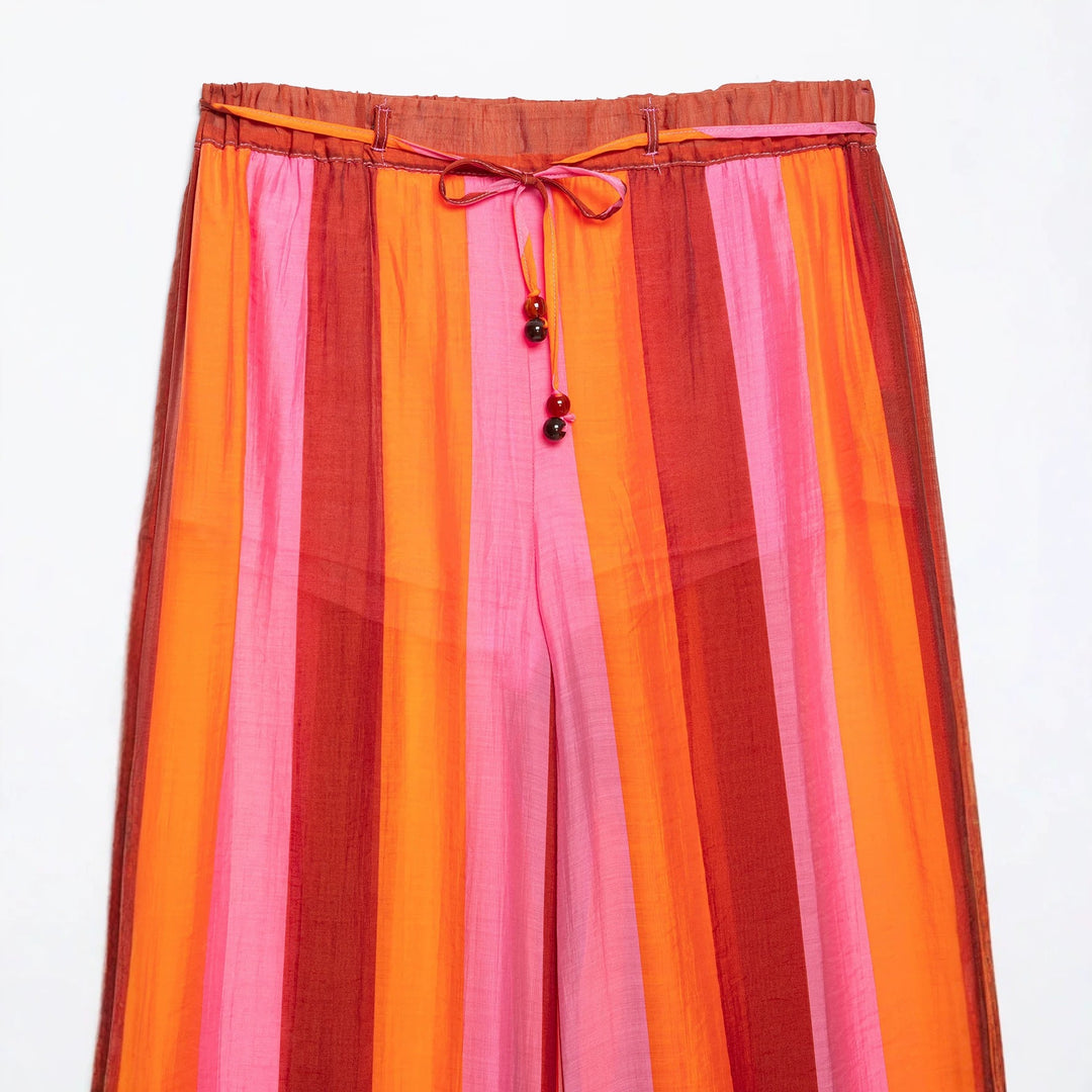 Damen Weite Culotte-Hose mit Tunnelzugbund und senkrechten Streifen Shop Nory