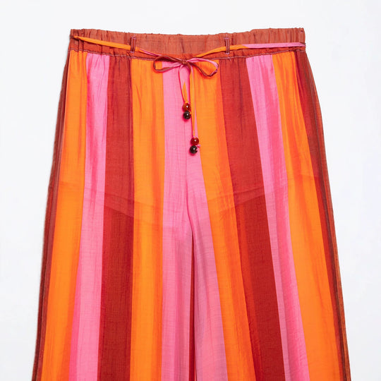 Damen Weite Culotte-Hose mit Tunnelzugbund und senkrechten Streifen Shop Nory