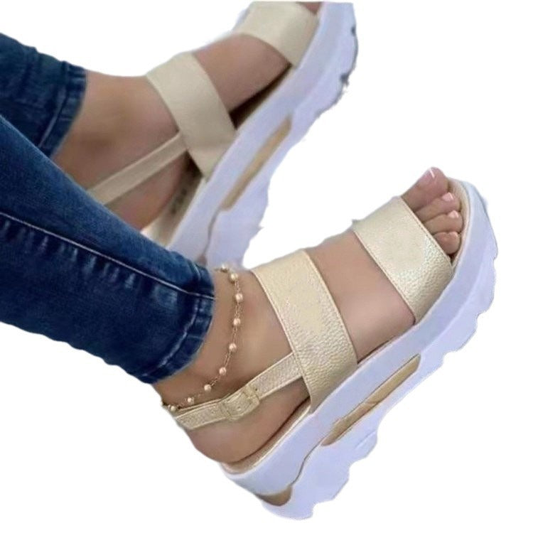 Damen Plateau-Sandalen mit verstellbarem Riemendesign und ergonomischer Sohle