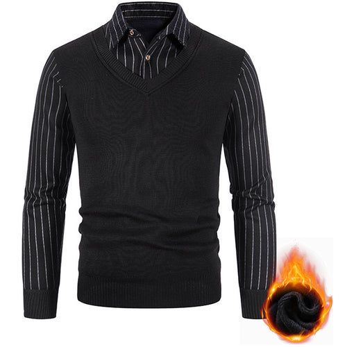Herren Thermo-gefütterte V-Ausschnitt Strickweste mit Rippbündchen Shop Nory