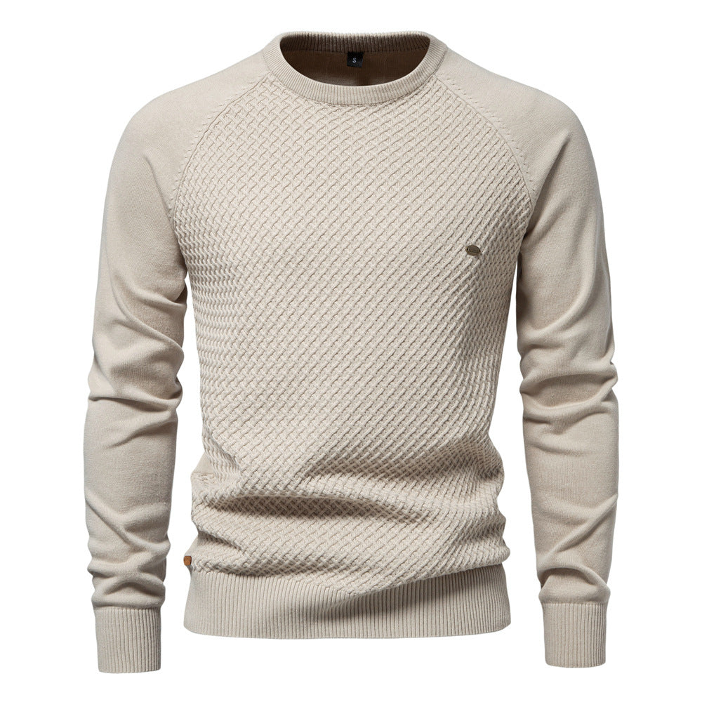 Herren Strickpullover mit modernem Strukturmuster und Rundhalsausschnitt
