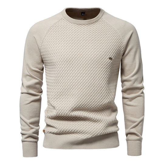 Herren Strickpullover mit modernem Strukturmuster und Rundhalsausschnitt