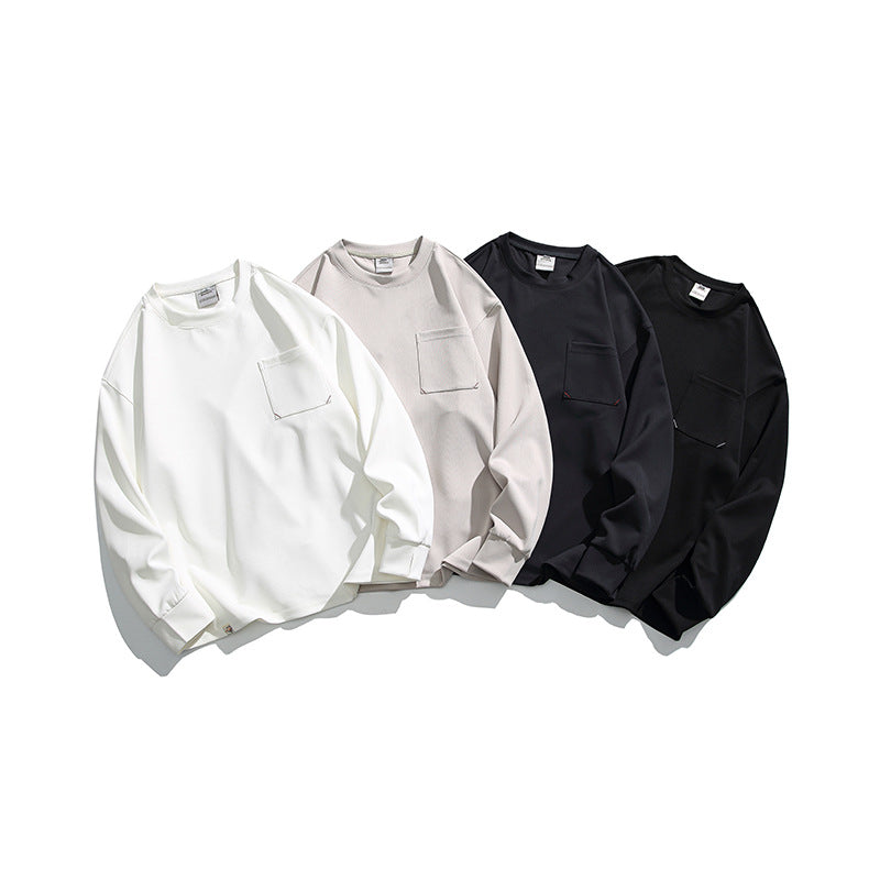 Unisex Oversize-Ripp-Langarmshirt mit Brusttasche, Raglanärmeln und gerippten Bündchen Shop Nory