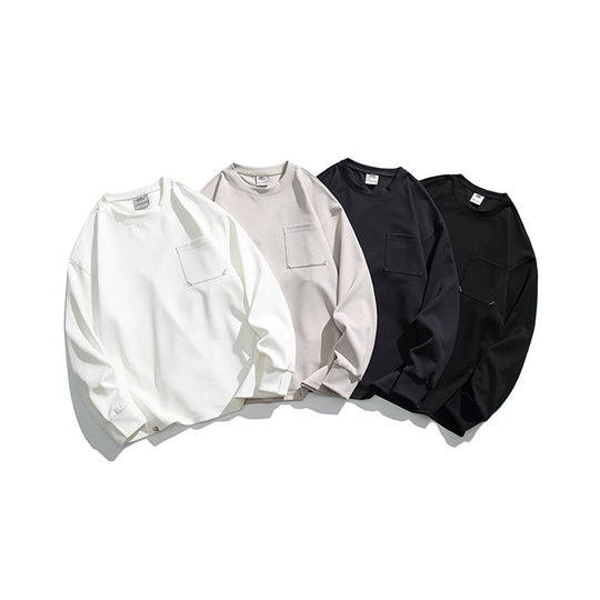 Unisex Oversize-Ripp-Langarmshirt mit Brusttasche, Raglanärmeln und gerippten Bündchen Shop Nory