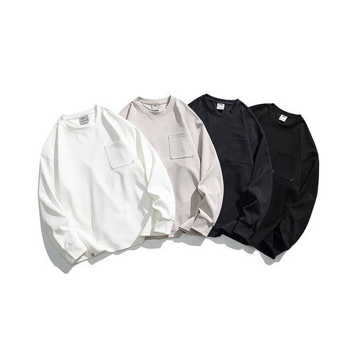 Unisex Oversize-Ripp-Langarmshirt mit Brusttasche, Raglanärmeln und gerippten Bündchen Shop Nory
