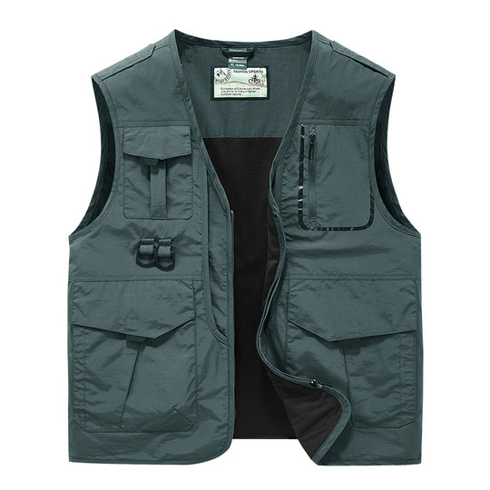 Herren Multifunktionale Outdoor-Utility-Weste mit Multitaschen, Mesh‑Futter und D‑Ringen Shop Nory