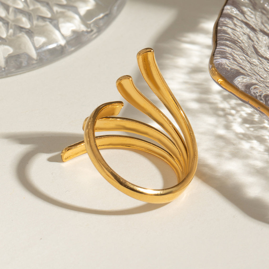 Damen Offener Ring mit modernem, geschwungenem Design aus hypoallergenem Edelstahl Shop Nory