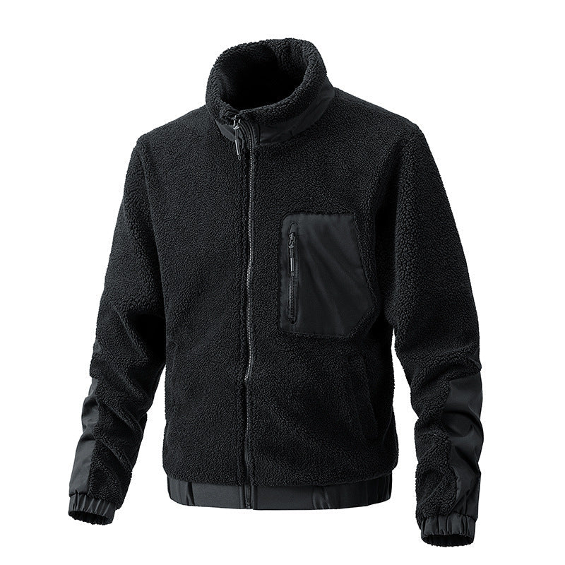 Herren Fleecejacke mit hochgeschlossenem Kragen und seitlichen Reißverschlusstaschen