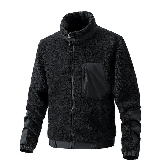 Herren Fleecejacke mit hochgeschlossenem Kragen und seitlichen Reißverschlusstaschen