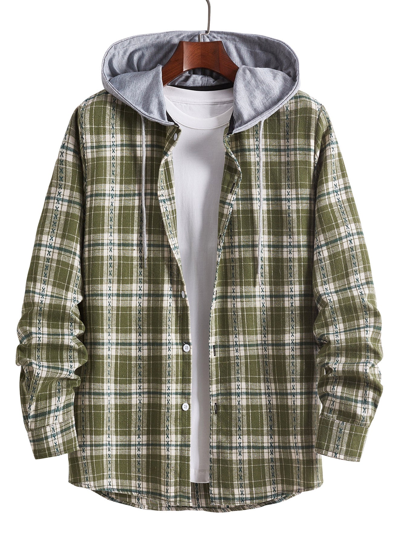 Herren Flanellhemden mit integrierter Kapuze Shopnory