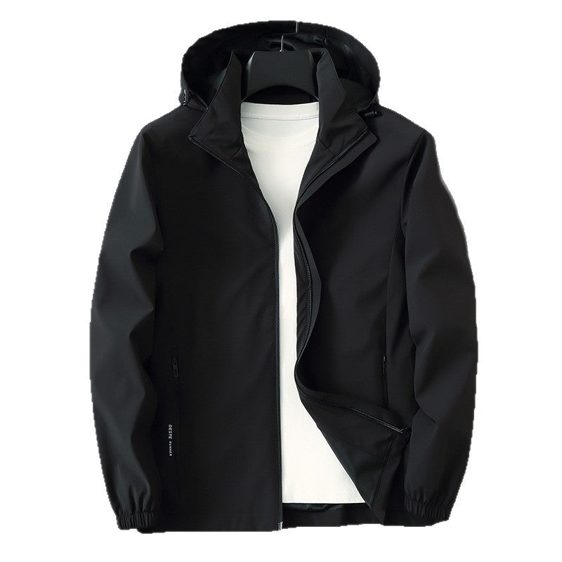 Herren Ultraleichte Wind- und Wasserabweisende Softshelljacke mit Kapuze, verdecktem Reißverschluss und elastischen Bündchen Shop Nory
