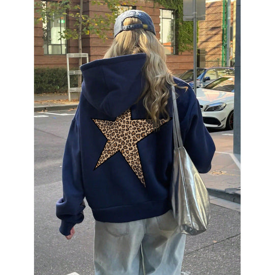 Damen Kapuzenpullover mit glitzerndem Sternmotiv