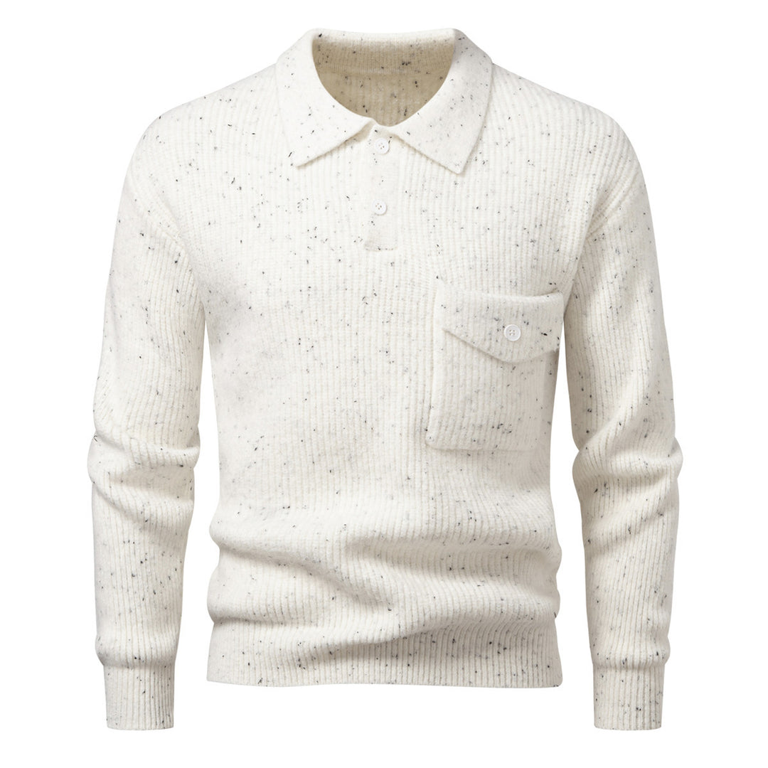 Herren Polokragen-Pullover aus Rippenstrick mit aufgesetzter Brusttasche Shop Nory