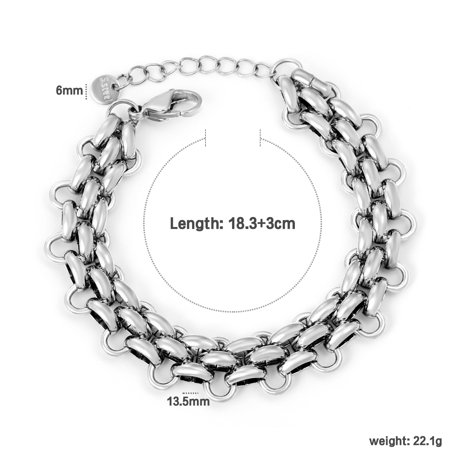 Damen modisches Gliederarmband aus hochwertigem Edelstahl Shop Nory