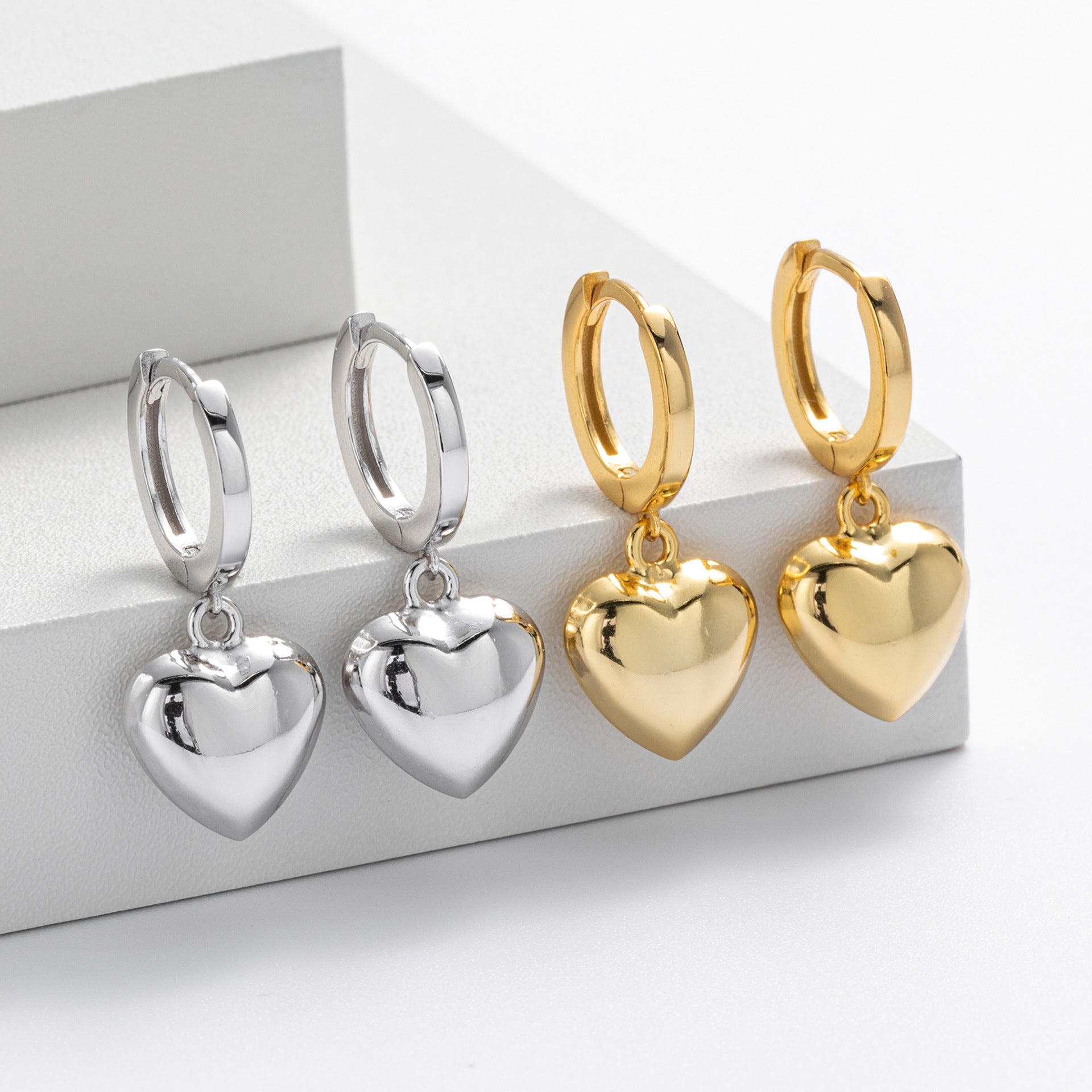 Damen Ohrhänger mit herzförmigem Anhänger aus hochwertigen 925 Sterling Silber Shop Nory