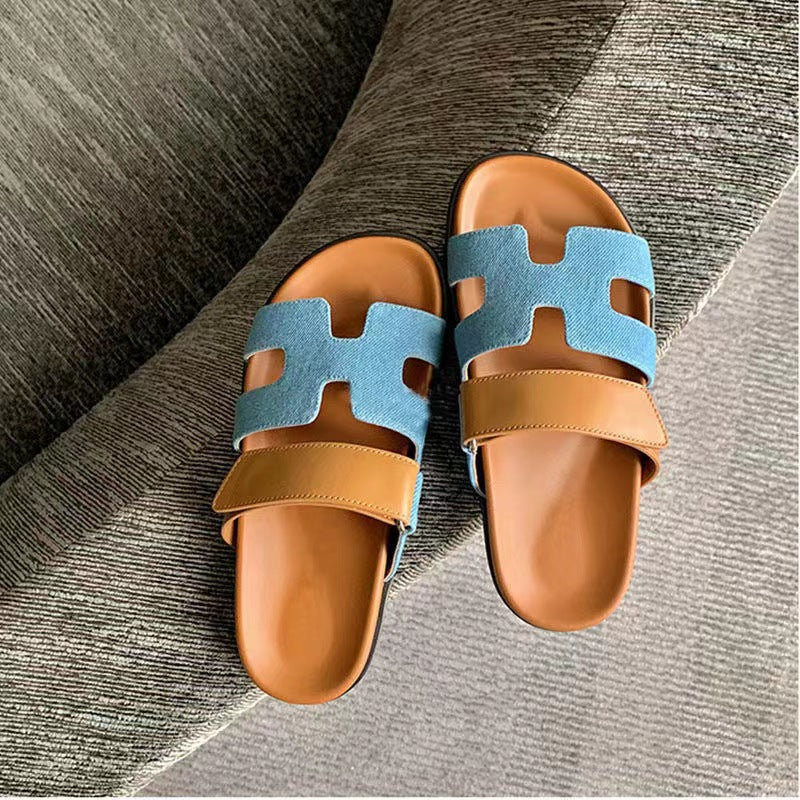 Damen Bequeme Zehentrenner-Sandalen mit breiten Riemen und rutschfester Sohle Shopnory