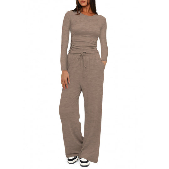 Damen Relax-Freizeithose mit extra weitem Bein, elastischem Bund und Kordelzug Shop Nory
