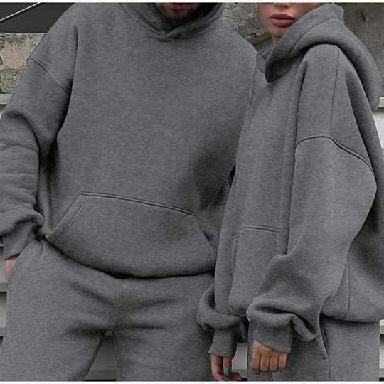 Unisex Oversize-Kapuzenpullover mit Kängurutasche und weiter Jogginghose aus French Terry Shop Nory