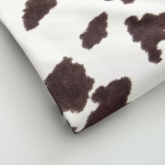 Damen Cropped Hemdjacke im Boxy-Cut mit Kuhflecken-Print und Druckknopfleiste Shop Nory