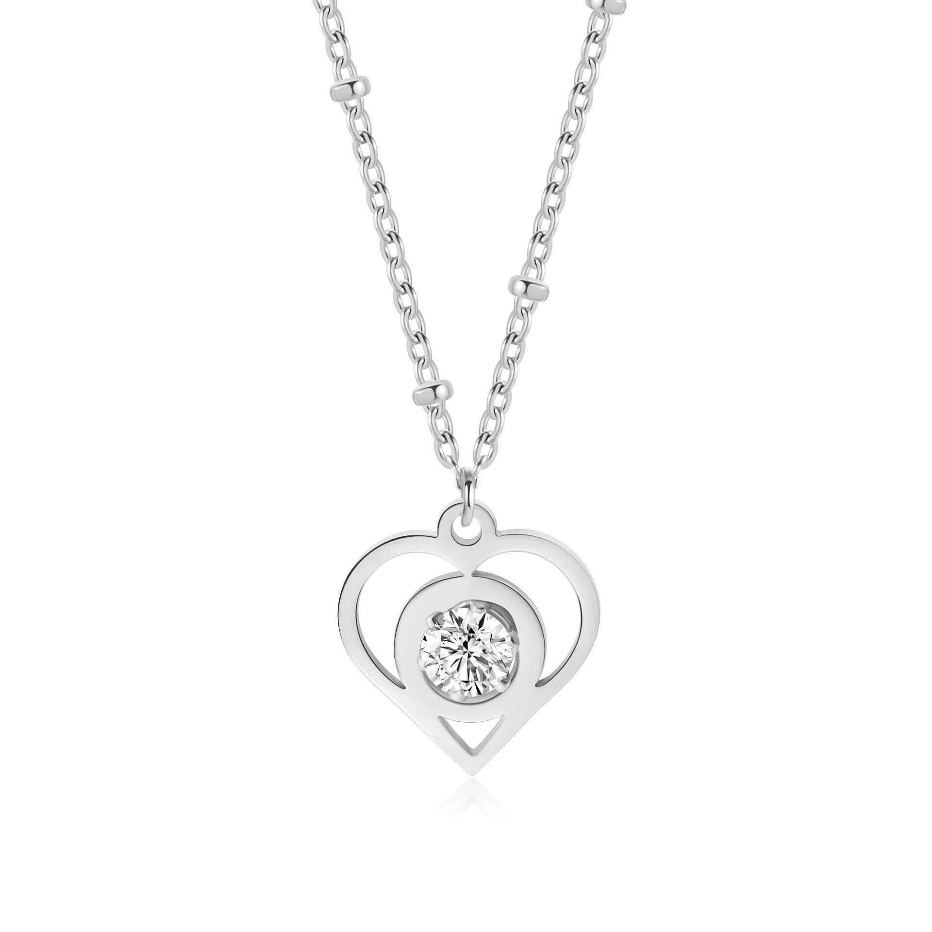 Damen elegante Herzanhänger mit Glitzerstein Shop Nory