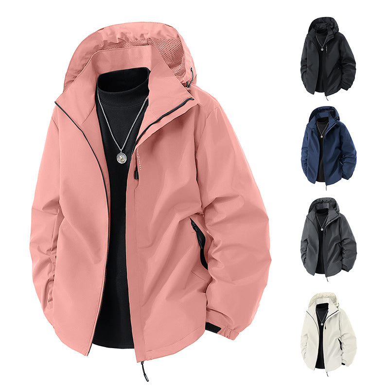 Herren Wasserabweisende Outdoor-Jacke mit Kapuze, winddichter Membran und verstellbarem Saum Shop Nory