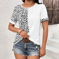 Damen modisches T-Shirt mit Leopardenmuster und kontrastierenden Akzenten