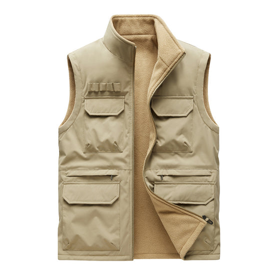 Herren Outdoor-Utilityweste mit acht Multifunktionstaschen, robustem Baumwollmix und Windschutzkragen Shop Nory