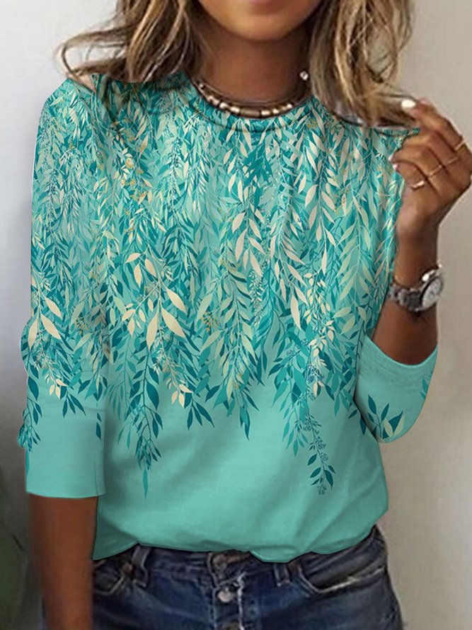 Damen Langarmshirt mit lShopnoryhaftem Blumenmuster