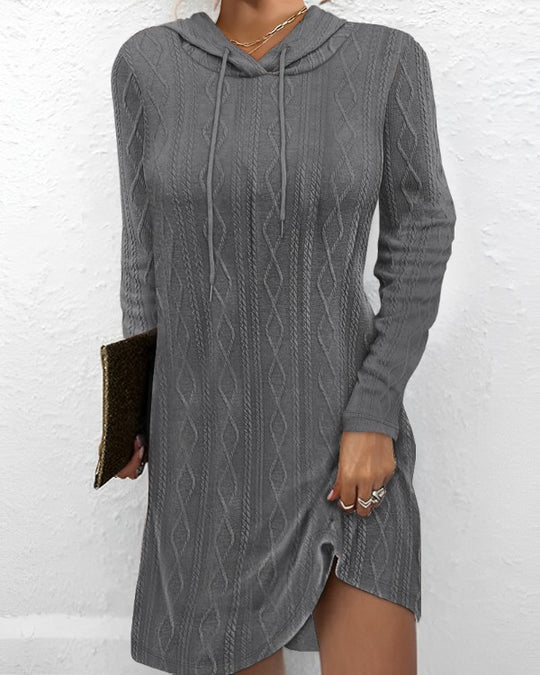 Damen Lässiges Strickkleid mit Kapuze Shop Nory