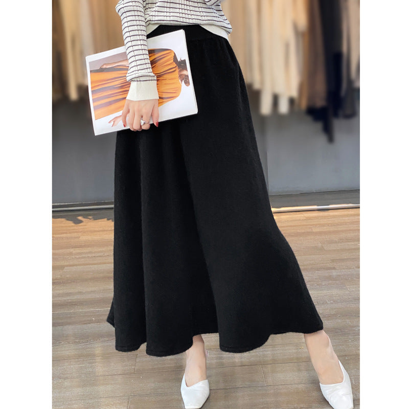 Damen Midirock aus gestricktem Wollmix mit ausgestellter A‑Linie Shop Nory