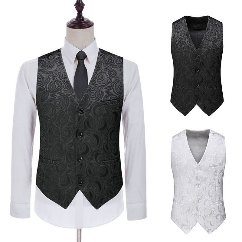 Herren Jacquardweste mit ornamentaler Struktur, spitz zulaufendem Saum und satinierter Rückseite Shop Nory