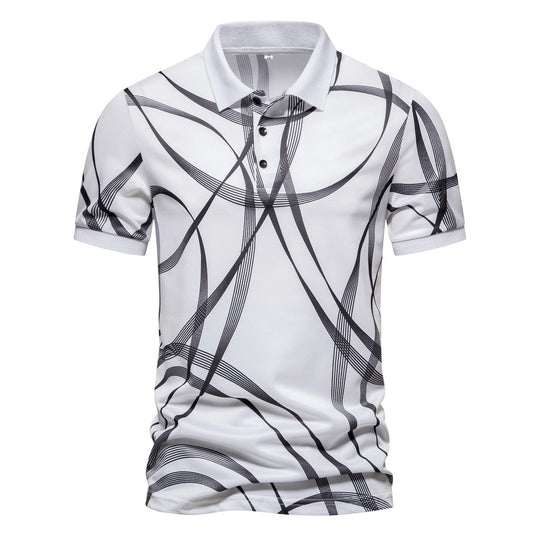 Herren Poloshirt mit modernem grafischen Muster und atmungsaktiver Textiltechnologie Shopnory