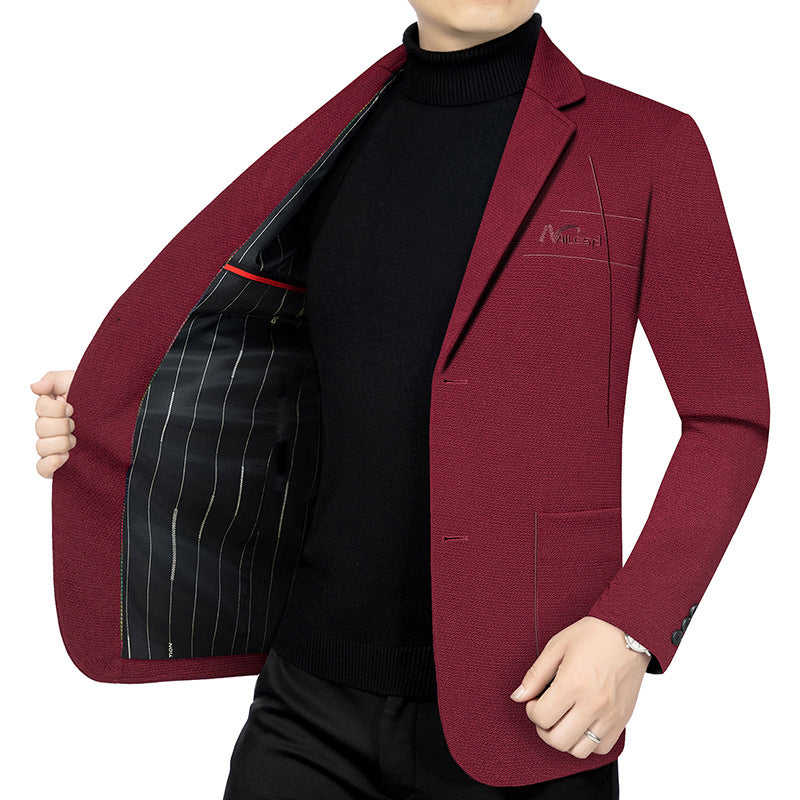 Herren Modernes Textur-Sakko halbgefüttert mit gestepptem Thermo-Innenfutter und Bruststickerei Shop Nory