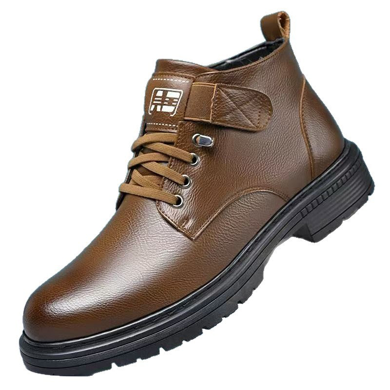 Herren Thermisch gefütterte knöchelhohe Lederimitat-Stiefel mit rutschfester Profilsohle Shop Nory