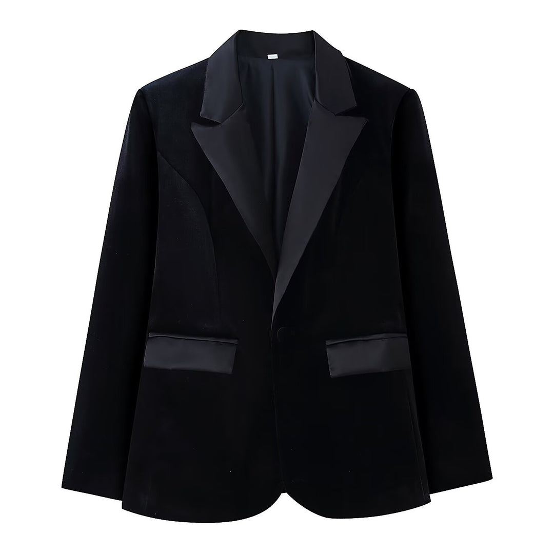 Damen Samt-Blazer mit Satin-Revers und taillierten Abnähern Shop Nory