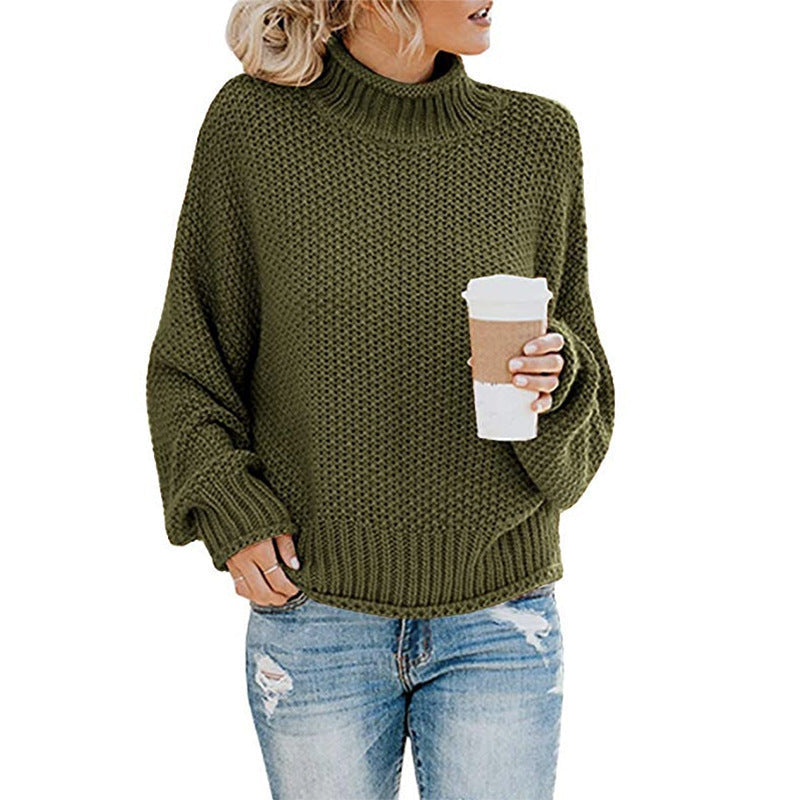 Damen Gemütlicher Pullover mit hohem Kragen und strukturierter Maschenoptik