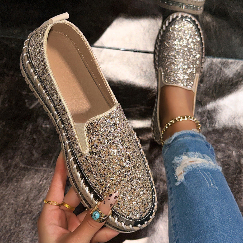 Damen Glitzernde Slip-On Sneakers Shopnory