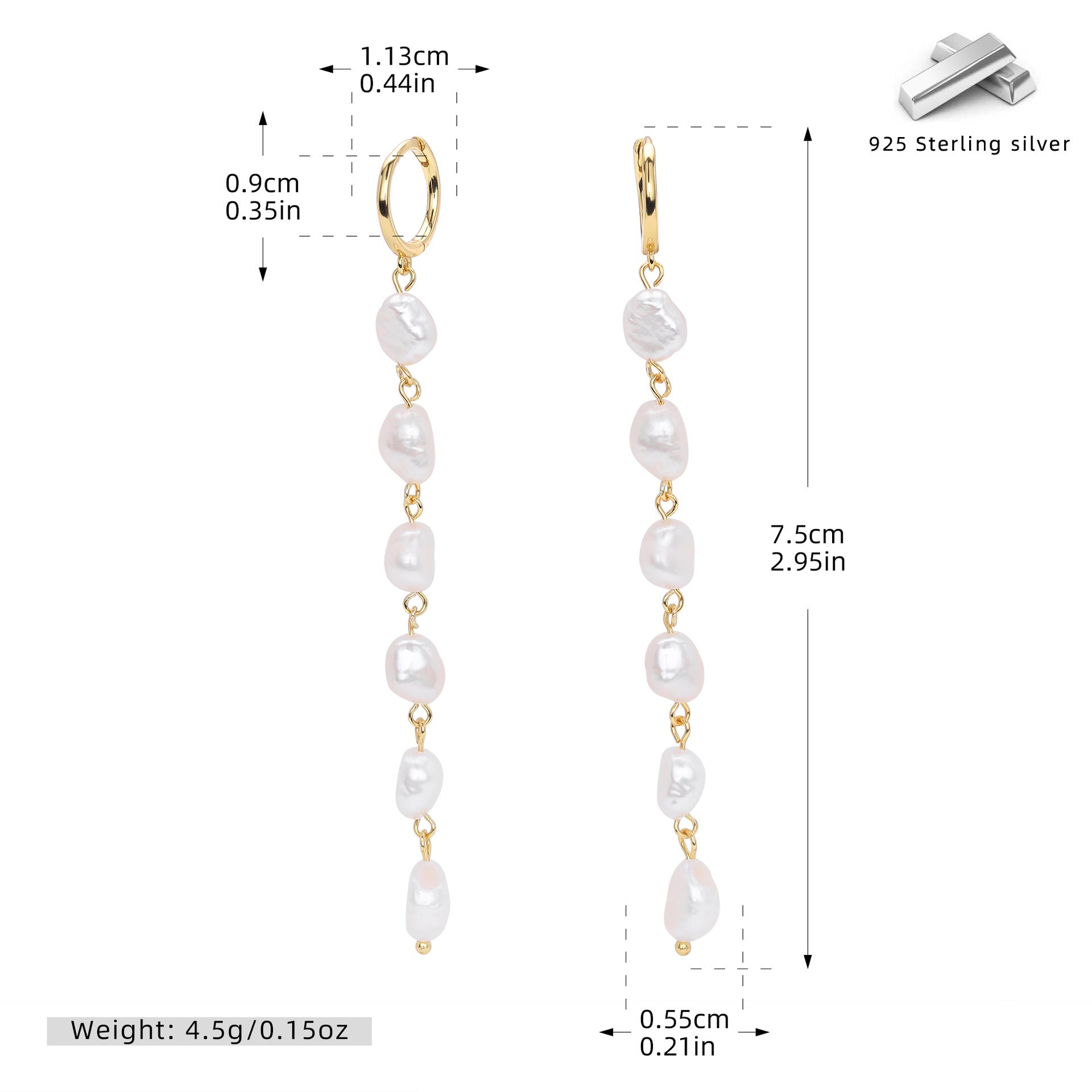 Damen Ohrhänger mit schimmernden Perlen und hochwertigem 925 Sterling Silber Shop Nory