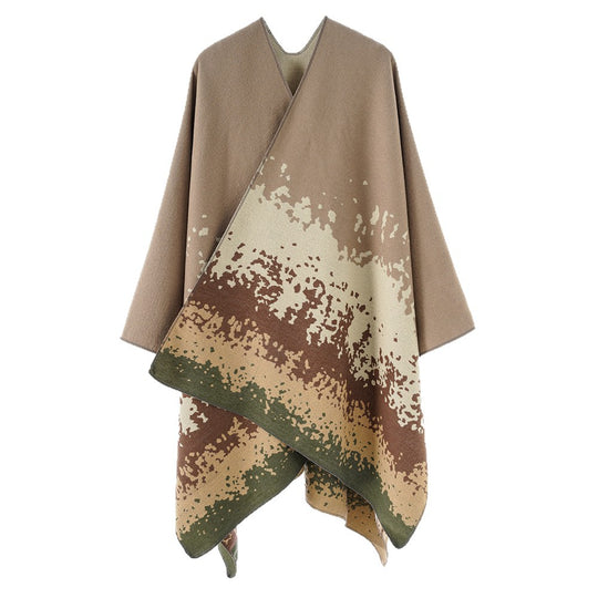Damen Oversize‑Wendeponcho aus Jacquard mit abstraktem Farbverlauf Shop Nory
