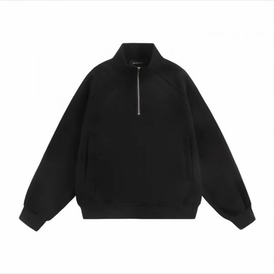 Unisex Halbzip-Sweatshirt mit Raglanärmeln, Eingrifftaschen und geripptem Saum Shop Nory