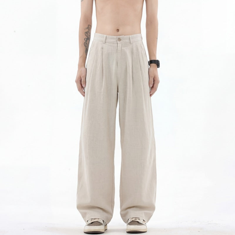 Herren weite Leinenhose mit hoher Bundfalte und lässigem Schnitt Shop Nory