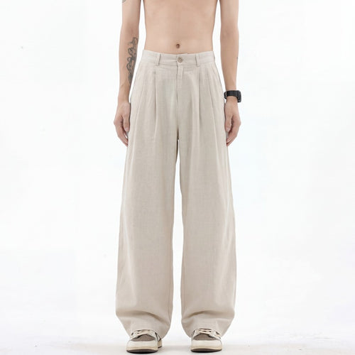 Herren weite Leinenhose mit hoher Bundfalte und lässigem Schnitt Shop Nory
